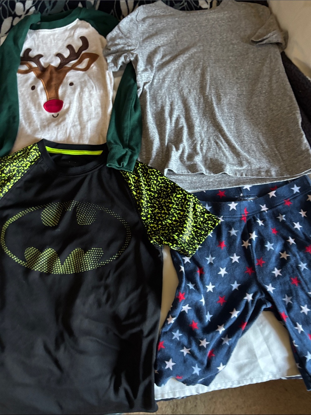 Old Navy Green White Reindeer Raglan & Gray Top - Mixed Kids Tops